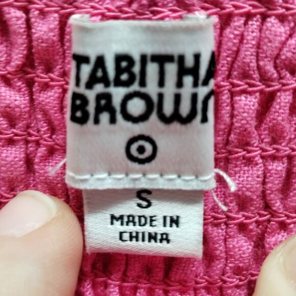 Tabitha Brown for Target Size Small Pink Red Color Block Linen Blend Tank Dress - Picture 5 of 6